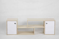 引出しおよび2つの棚と置かれるホワイト オークL形の現代木製の家具のキャビネット