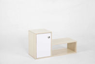 引出しおよび2つの棚と置かれるホワイト オークL形の現代木製の家具のキャビネット