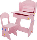隠された引出しと置かれる18.3KGピンクの固体木の子供の机および椅子
