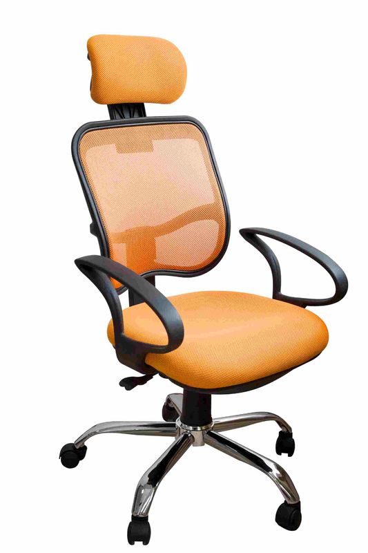 まる一日の仕事のためのオレンジ生地の総本店コンピュータ椅子の人間工学的の背部快適